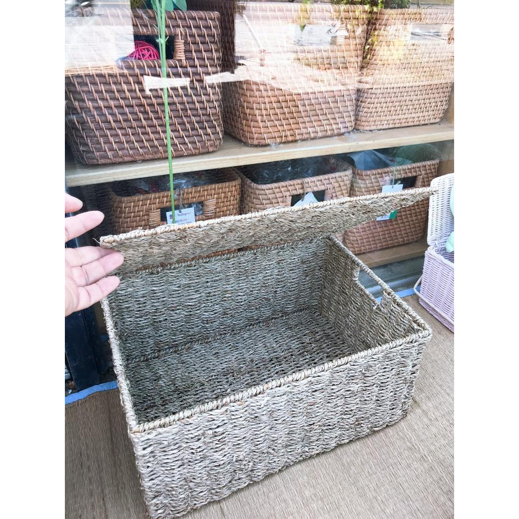 *HÀNG LOẠI 1* Hộp đan tay bằng cói xe KHÔNG có lót vải Size S: 33*22*15 cm Size M: 40*25*18 cm Size L: 44*30*20 cm