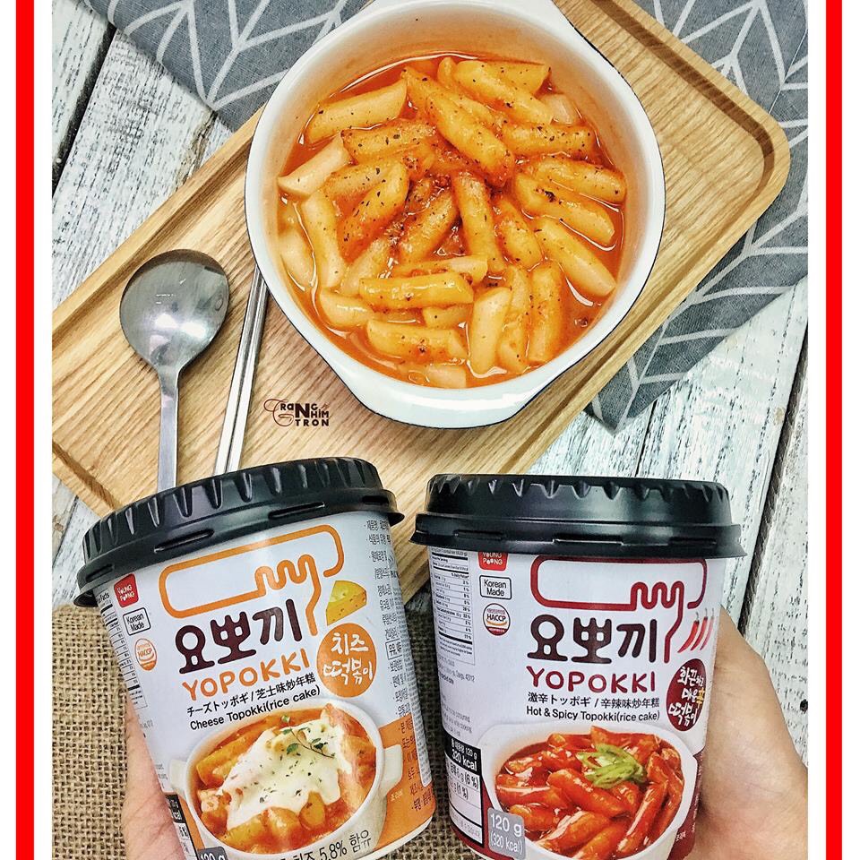 Combo 3 vị: Phomai, cay ngọt, siêu cay - Bánh gạo Hàn Quốc Yopokki- dạng cốc 120g tokpokki