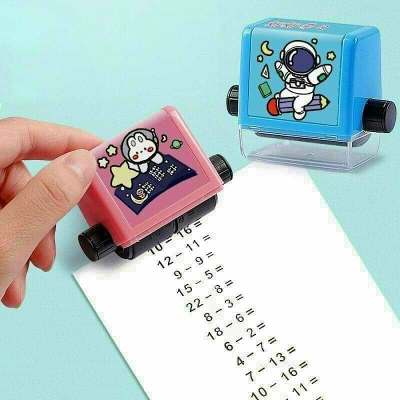 Máy in phép tính con lăn phép tính tự động cộng trừ nhân chia giúp các bé phát triển tư duy toán học tặng kèm lọ mực