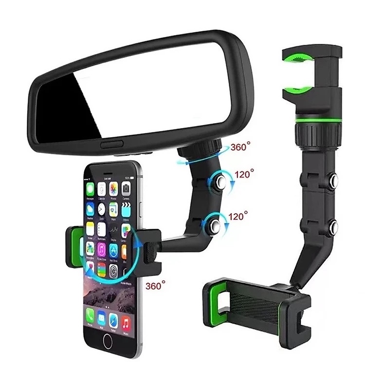 Kẹp điện thoại ô tô, Giá treo điện thoại gương chiếu hậu xoay 360, kẹp ghế sau ô tô, kính chiếu hậu, giá sách, lưng ghế