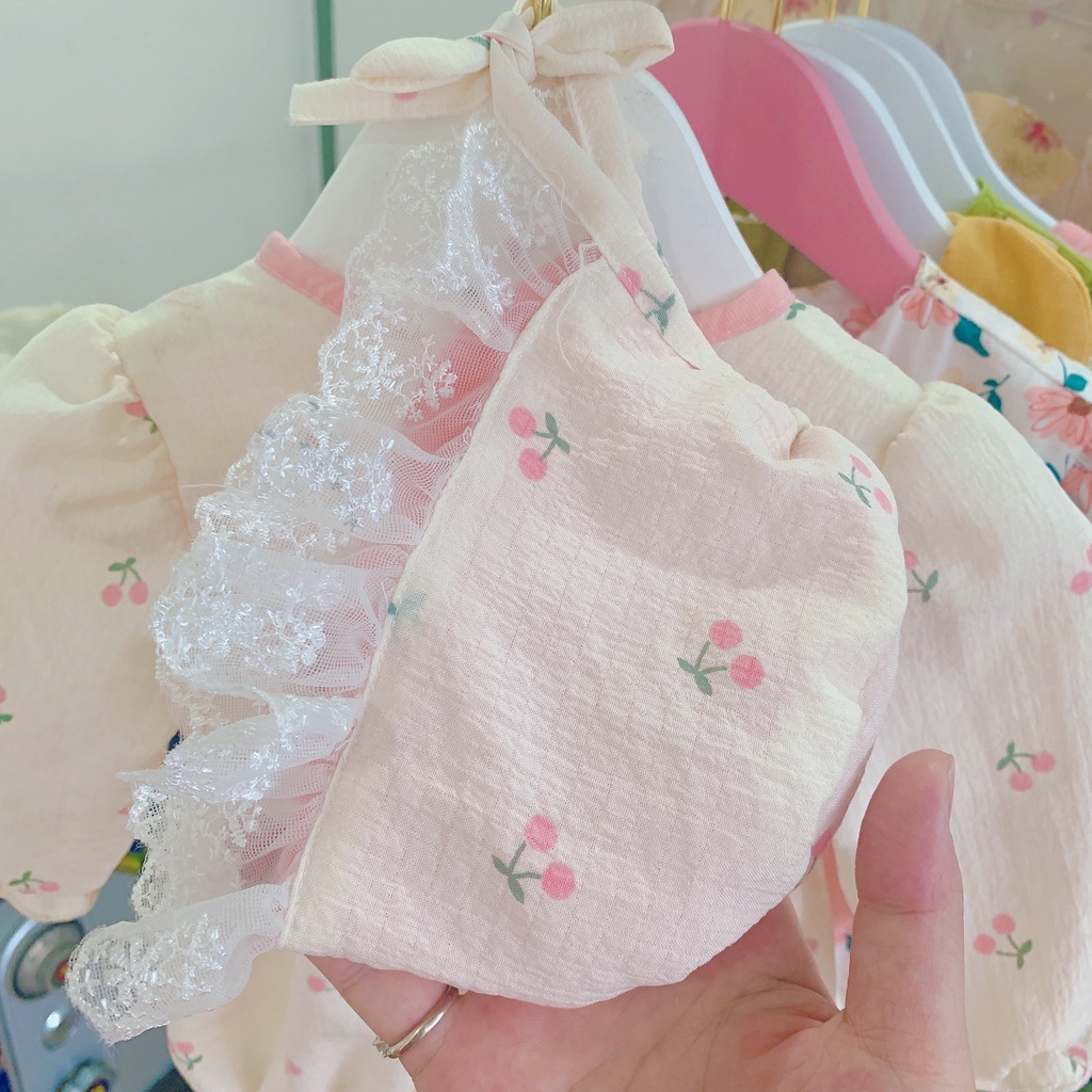 Bodysuit cho bé cherry đỏ đính nơ to