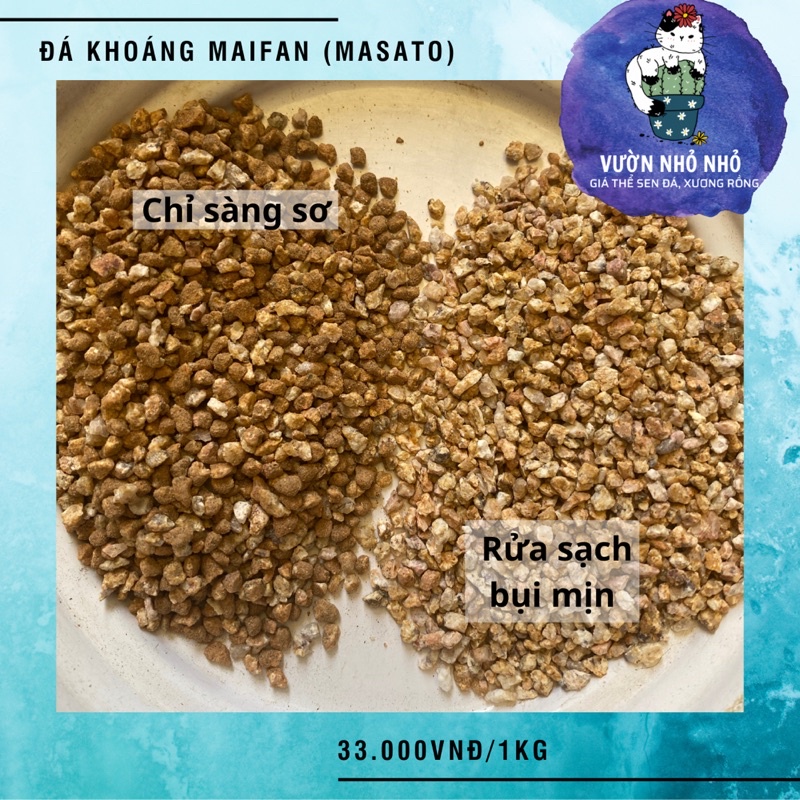 1kg Đá khoáng Masato , Maifan 2-4mm trộn giá thể rải mặt, hỗ trợ lên màu sen đá, xương rồng - Vườn Nhỏ Nhỏ