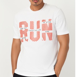 Áo thun chất liệu vải cotton thể thao in chữ graphic "run" nam slt 3003 - onways