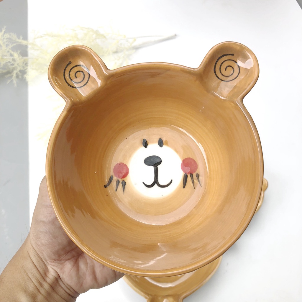 Bát Sứ Bát Ăn Cơm Bộ Bát Đĩa Decor Bộ Chén Dĩa Sứ Gấu Nâu Dễ Thương Cute Cao Cấp S49