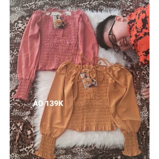 👕Áo kiểu nhúng nơ sau tơ lụa