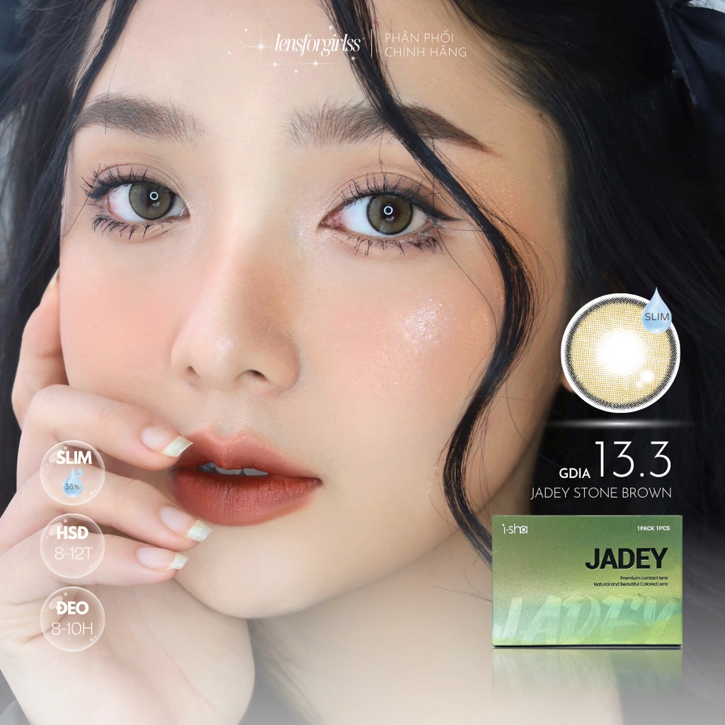 Lens hack mắt to có viền giãn tròng | Kính áp tròng JADEY STONE BROWN chính hãng ISHA Made in Korea | Hsd 8-12 tháng