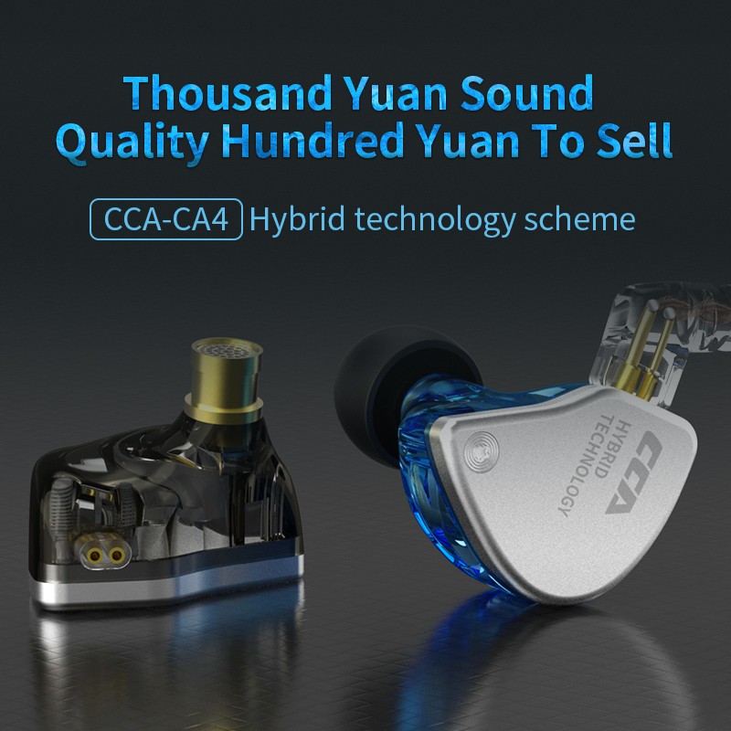 Tai nghe giám sát/chơi thể thao âm bass hifi công nghệ kết hợp khử tiếng ồn bằng kim loại CCA CA4 1DD+1BA ZAX