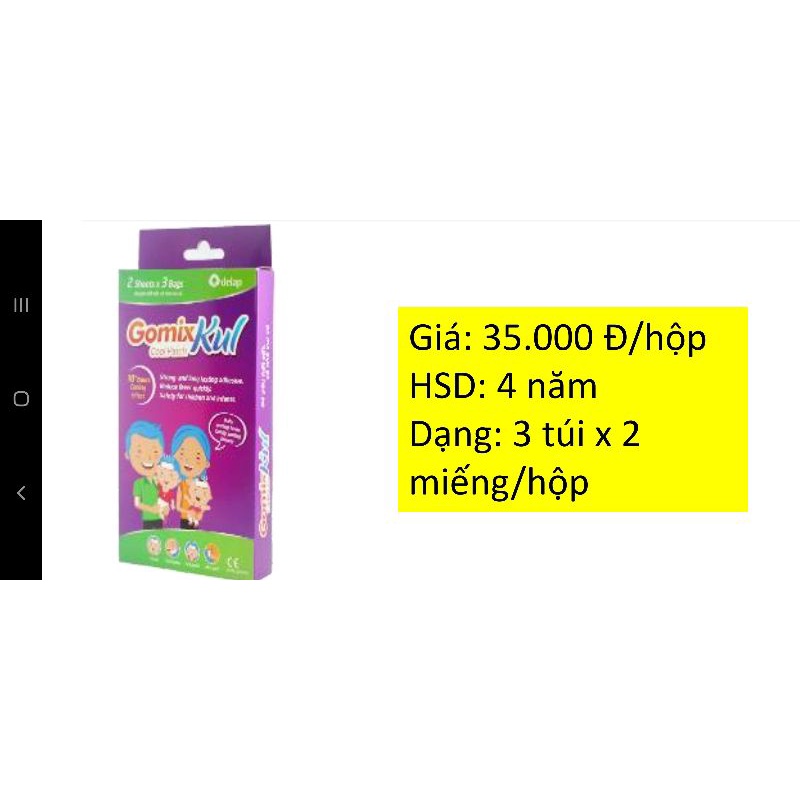 Miếng dán hạ sốt Gomix Kul