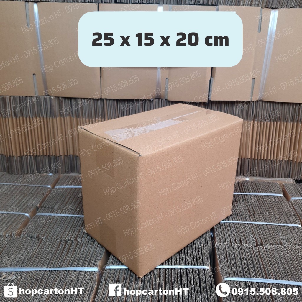Combo 10 25x15x20 Hộp carton đóng hàng, thùng bìa giấy cod gói hàng tiện lợi