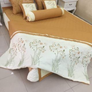 Set Satin lụa thêu hoa 7 món