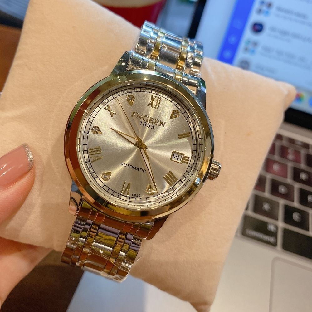 Đồng hồ cơ automatic Fngeen 1853CO Đồng hồ nam chính hãng dây thép chống nước chống xước bảo hành 24 tháng - oria watch