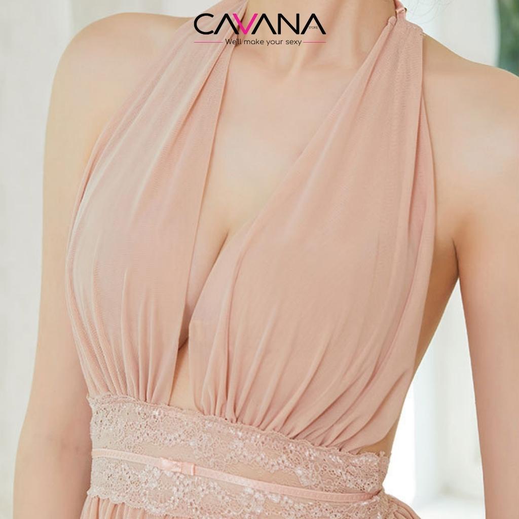 Đầm ngủ dễ thương, váy ngủ 2 dây gợi cảm cao cấp sang trọng phối ren N13 - CAVANA STORE