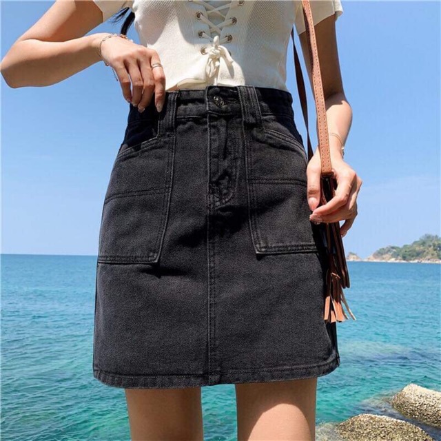 CHÂN VÁY JEAN CẠP SIÊU CAO