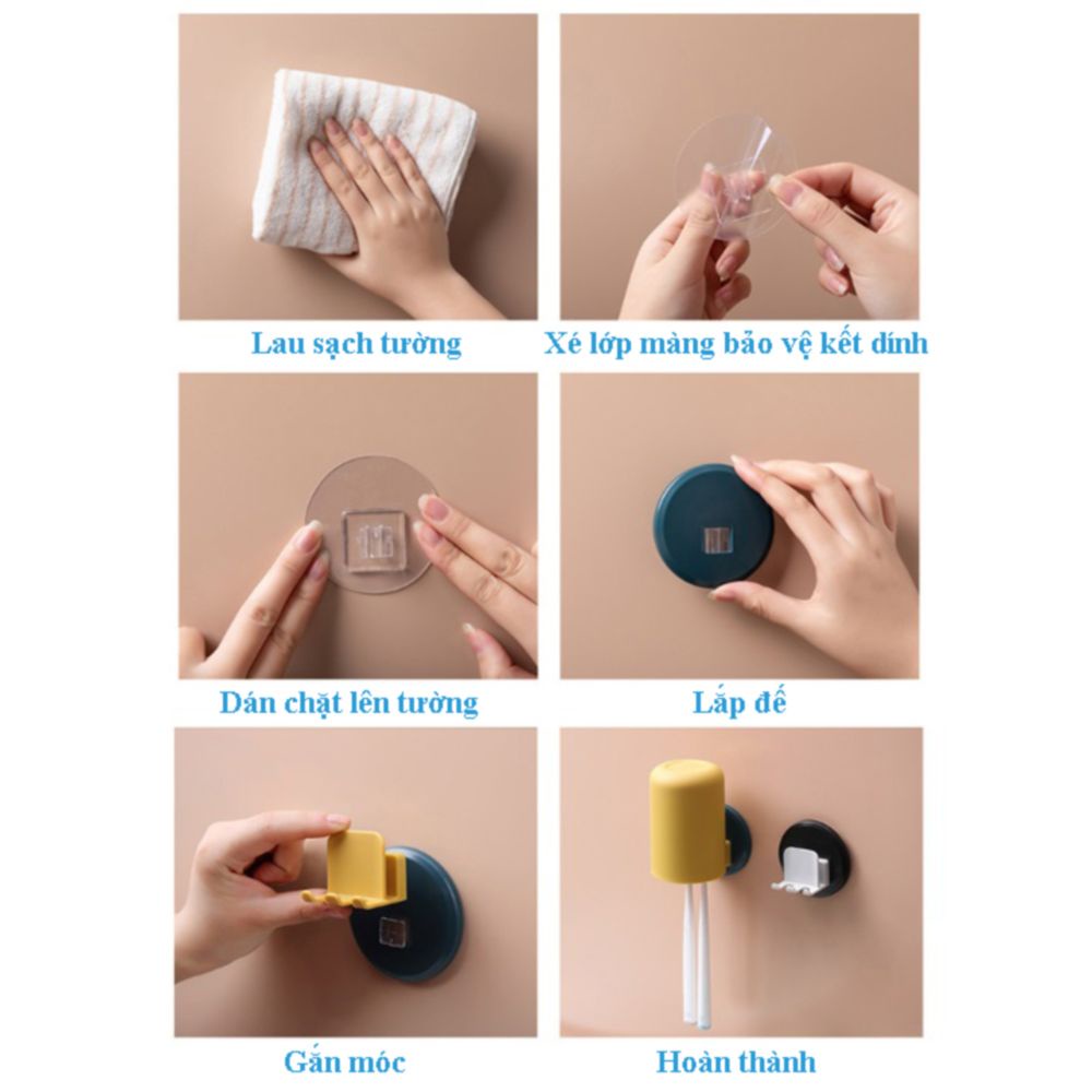 Giá đỡ bàn chải đánh răng, cốc đựng đánh răng gắn tường đa năng