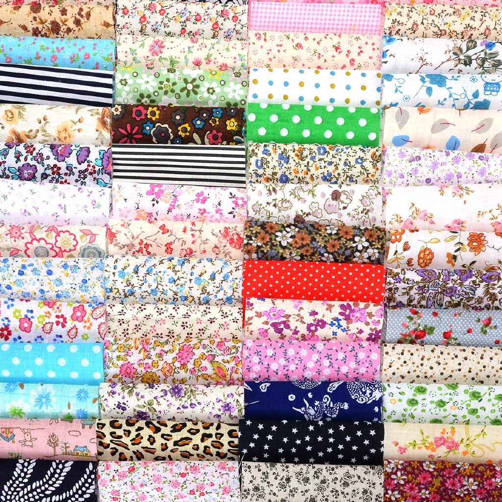 Set 60 cuộn vải cotton nhiều họa tiết xinh xắn dễ thương 10*10cm