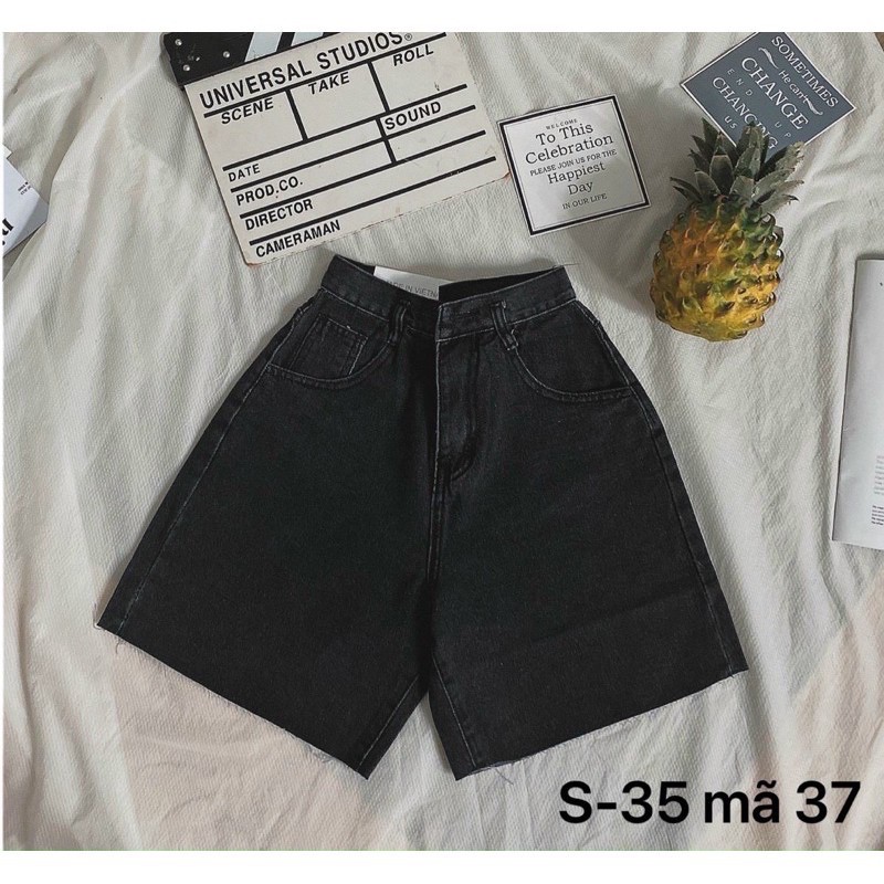 Quần ngố jean nữ Quần ngố ống rộng lửng xám cạp cao quảng châu ulzzang kèm ảnh thật hàng sẵn