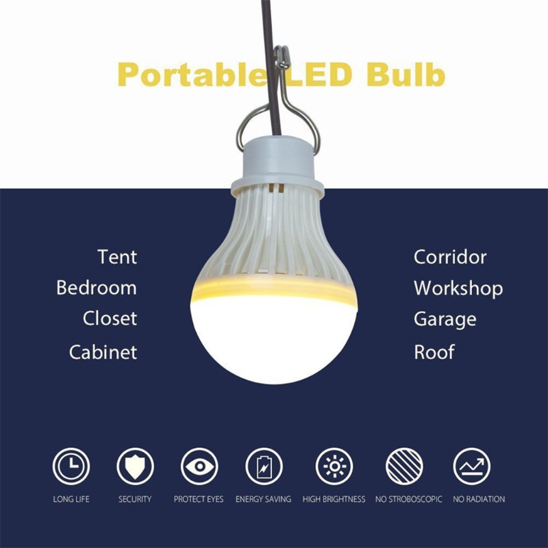Bóng Đèn LED USB Di Động Có Móc Treo Đa Ứng Dụng Cho Hoạt Động Ngoài Trời