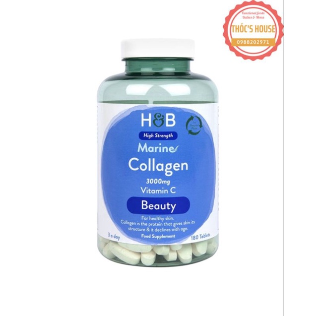 Viên uống collagen thủy phân thế hệ mới 3000mg làm trắng da 180 viên Marine- Hàng air chuẩn UK