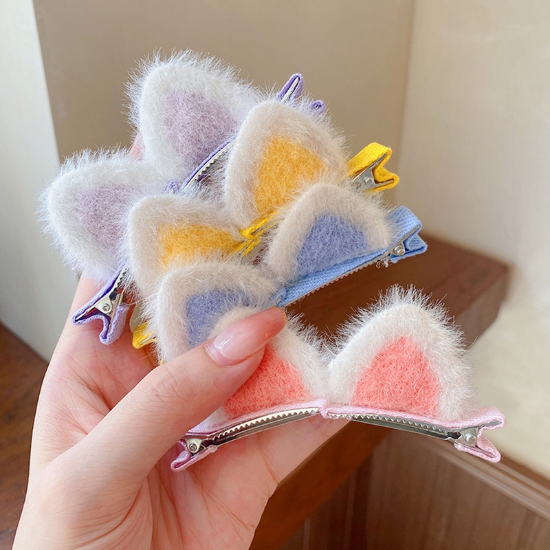 Kẹp tóc hình tai mèo bằng nhung dễ thương xinh xắn dành cho trẻ em