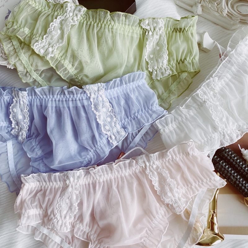 Quần Lót Lưới Thoáng Khí Thoải Mái Viền Ren Hình Cánh Thiên Thần Ngọt Ngào Cỡ Lớn Cho Nữ