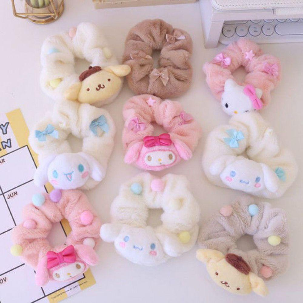 Dây Cột Tóc Scrunchies Bằng Vải Bông Họa Tiết Hoạt Hình Cinnamoroll Cho Nữ