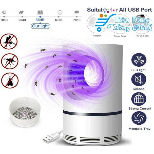 Máy Bát Muỗi Trắng Thông Minh - Đèn Bắt Côn Trùng Có Cổng USB