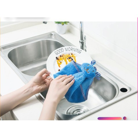 Khăn Lau Tay Nhà Bếp Hình Thỏ Siêu Dễ Thương
