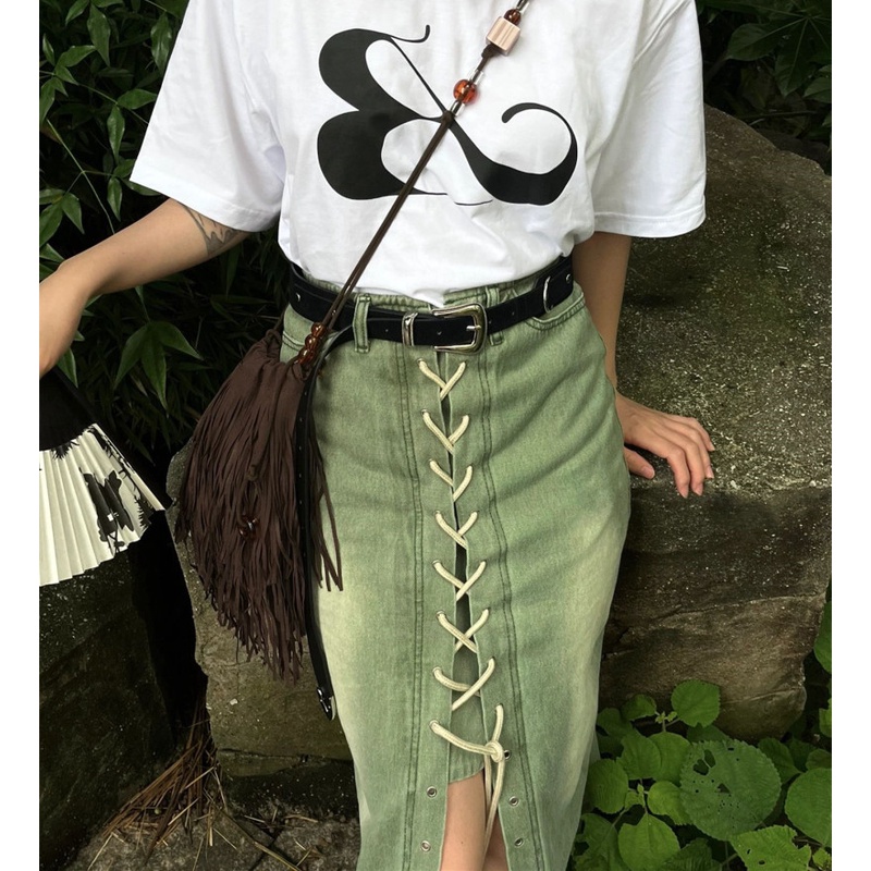 Chân Váy Denim Lưng Cao Thời Trang Dành Cho Nữ