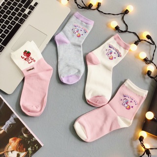 Vớ/Tất Nữ Cổ Cao Hình Ngựa UNICORN Dâu Tây Nhật Đáng Yêu
