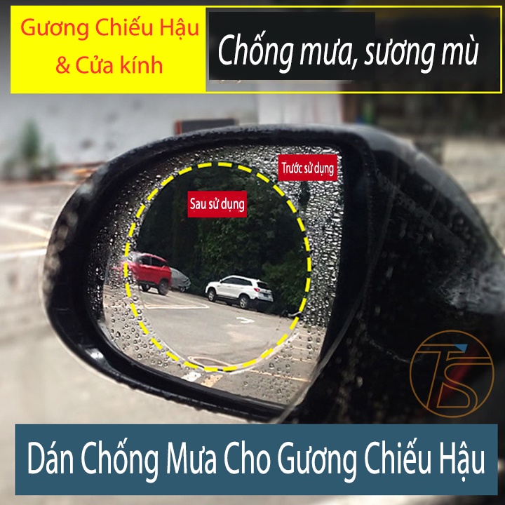 Combo 2 Miếng Dán Chống Nước Mưa, Sương Mù Gương Chiếu Hậu, Cửa Kính Ô Tô