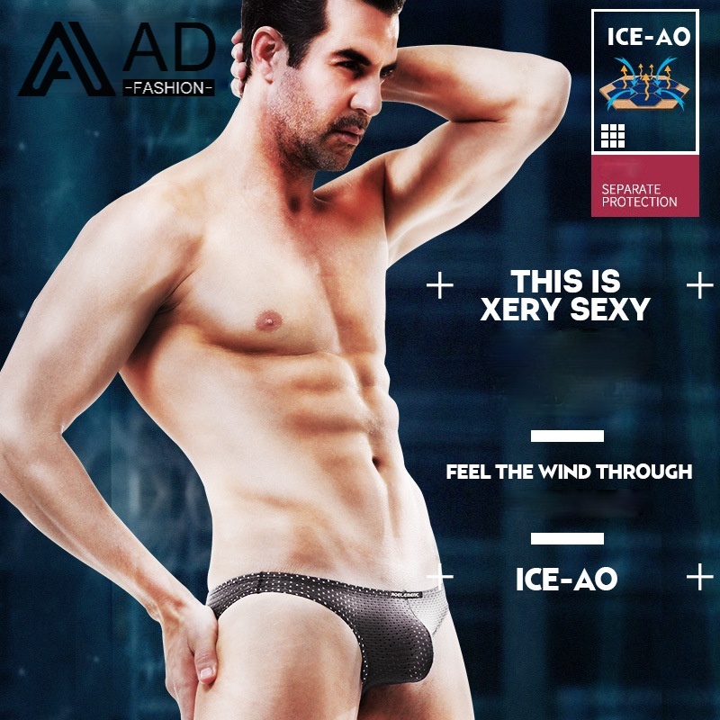 Quần lót vải lụa lạnh phối lưới siêu mỏng thoáng khí thời trang mùa hè cho nam 130