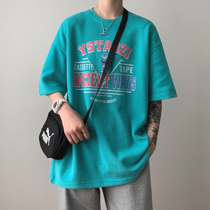 Áo thun tay ngắn cổ tròn chất liệu Cotton in họa tiết thời trang mùa hè cho nam