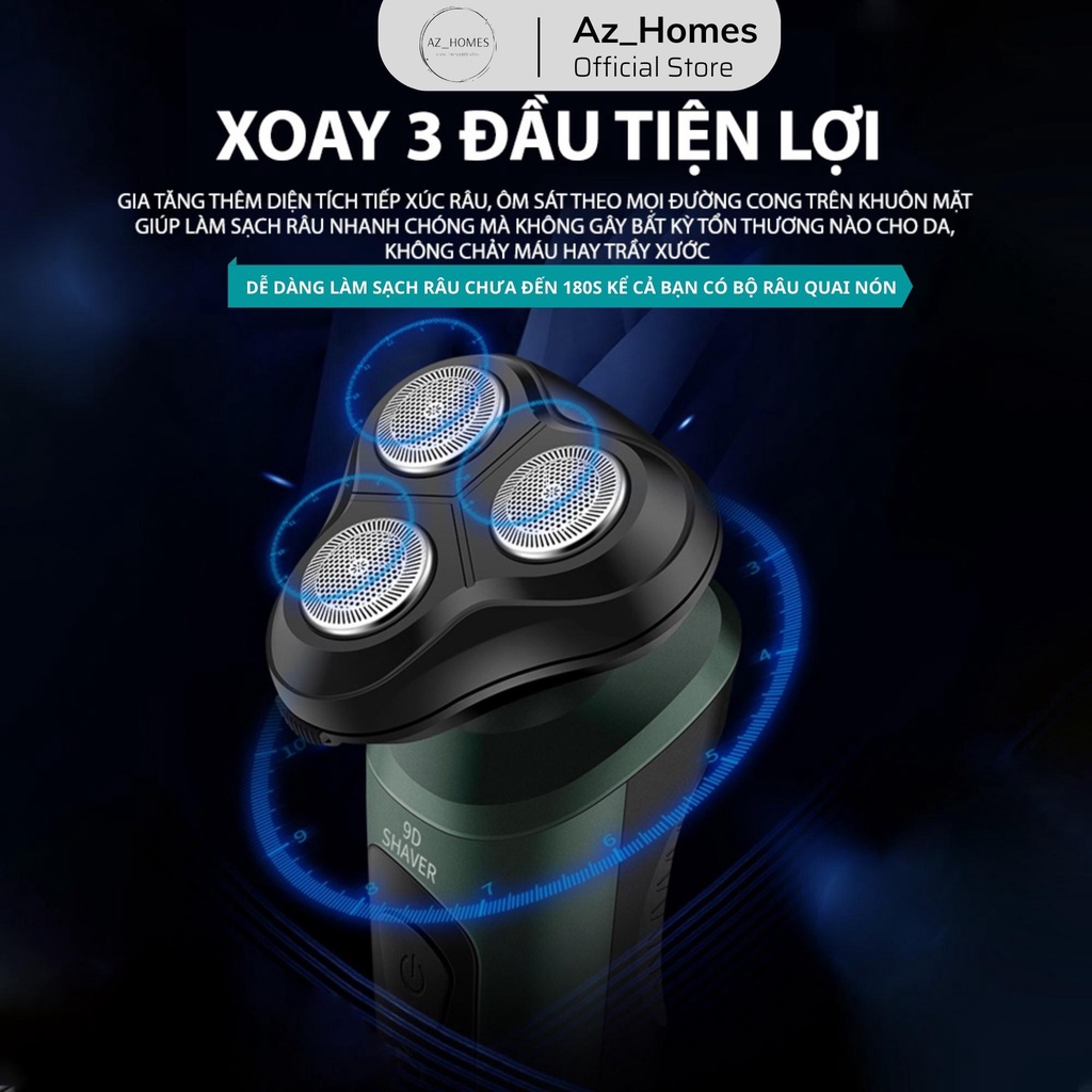 Máy cạo râu 9D Shaver 4 in1, Máy cạo râu sạch sâu không khô rát, Massage mặt, Tỉa lông mũi, Tông đơ