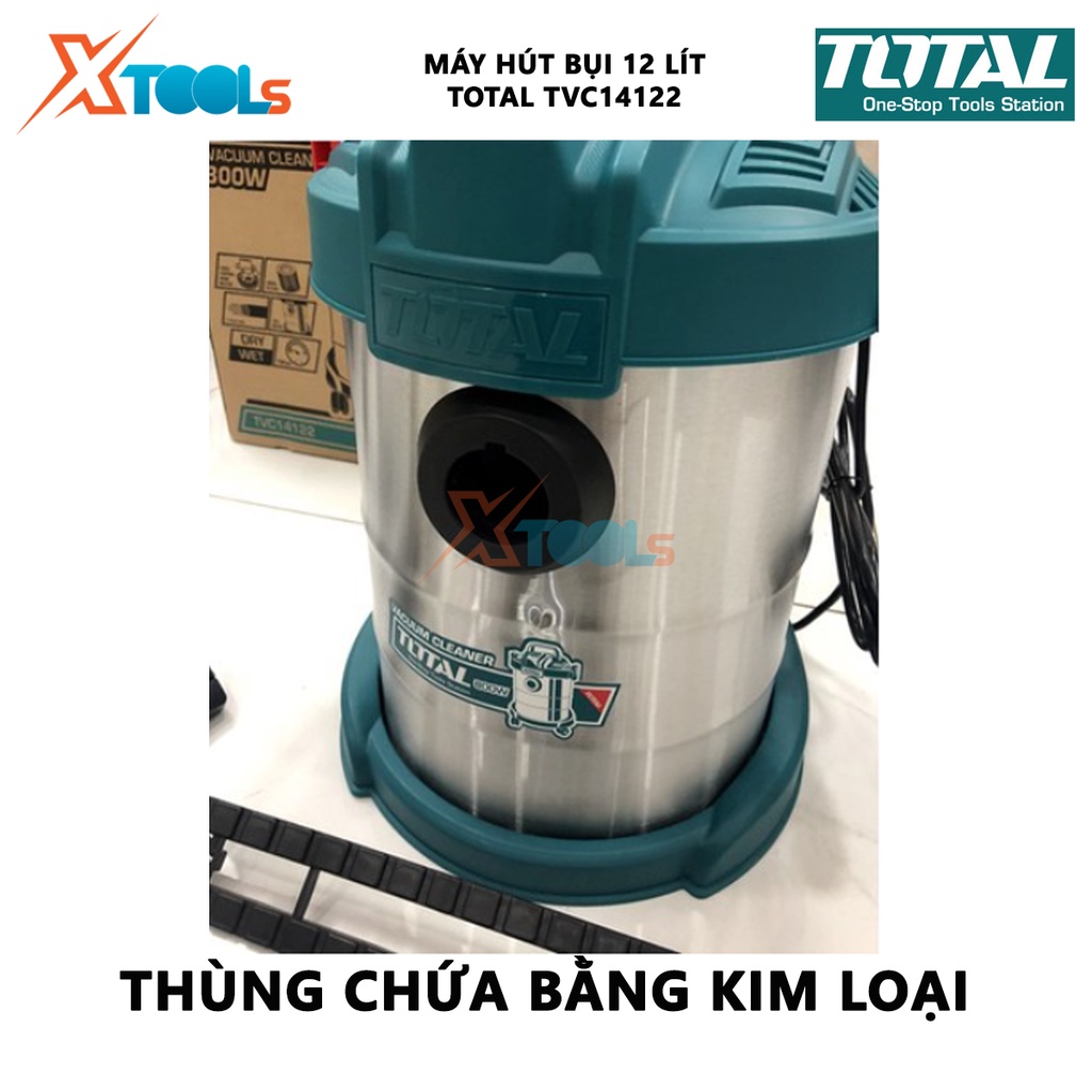 Máy hút bụi Total TVC14122 Máy hút bụi cầm tay Công suất 800W. bình chứa bụi 12 lít. Lưu lượng khí: 1,7 m³/phút [XTOOLs]