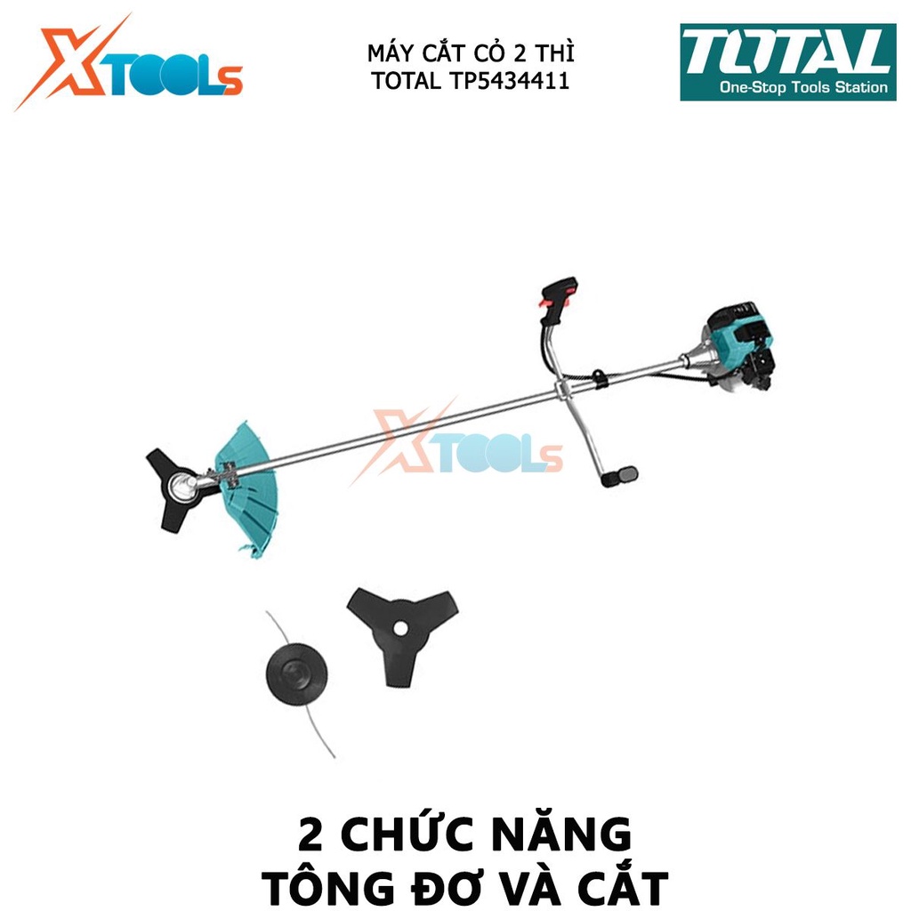 Máy cắt cỏ 2 thì TOTAL TP5434411 máy cắt cỏ dùng xăng tốc độ tối đa 9000 vòng / phút, Đường cắt tối đa 420mm, 2,4mmx4m