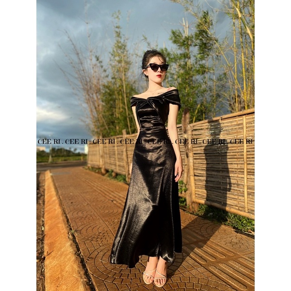 ( ẢNH THẬT - ĐƯỢC CHỤP BỞI CEE RI ) Váy lụa trễ vai cao cấp | BigBuy360 - bigbuy360.vn