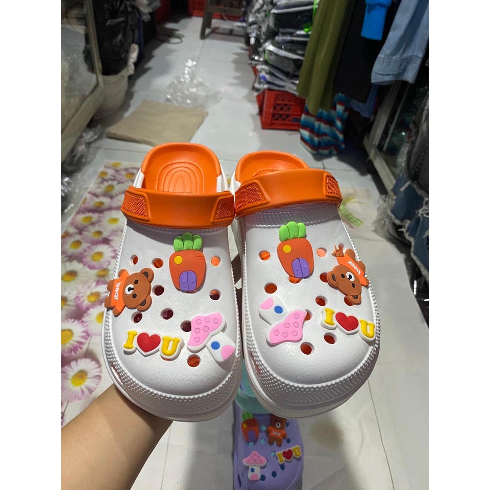 DÉP SỤC NHỰA ĐẾ CAO NỮ 6 MÀU ĐẸP KÈM 6 STICK SIZE 36-40