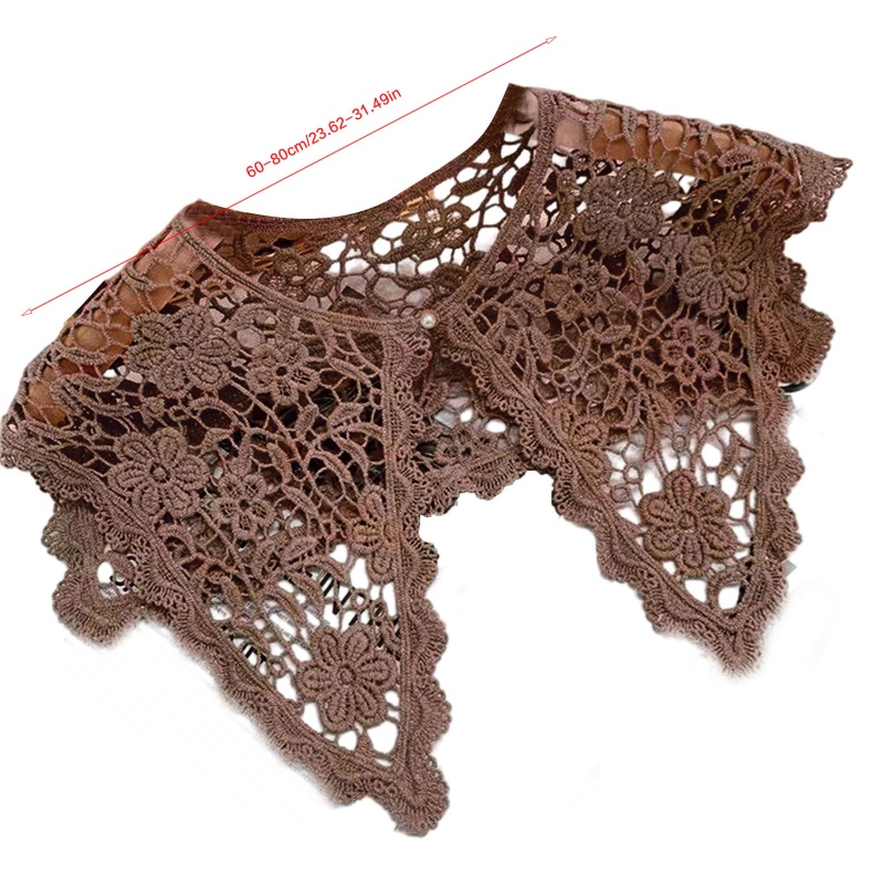 Khăn Choàng Ren Rỗng Thêu Hoa Đính Nút Ngọc Trai Ngọt Ngào Có Thể Tháo Rời Cho Nữ