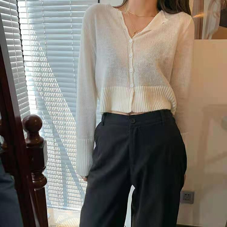 Áo khoác ngoài cardigan len tuyết mỏng thoáng xuân hè dáng ngắn Jennie Rose