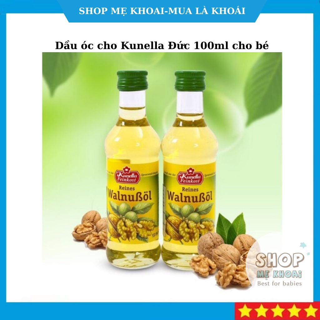 Dầu Óc Chó Kunella Feinkost Walnubol 100ml Đức, Tổng hợp dầu ăn dặm cho bé Ăn Dặm từ 6 tháng tuổi trở lên- Khoaibaby