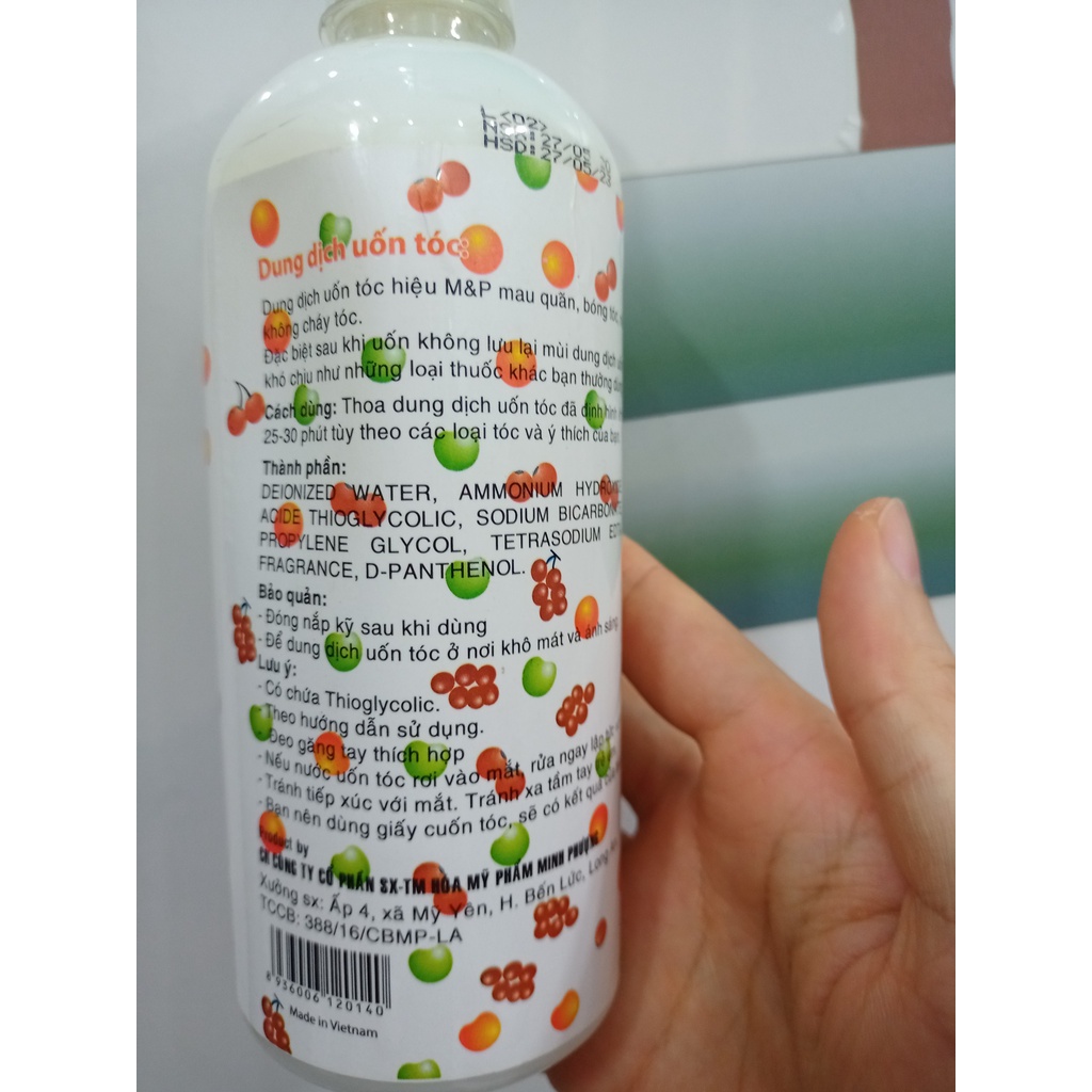 Dung dịch uốn lạnh trái cây và dung dịch uốn lạnh nhân sâm với thể tích 500ml