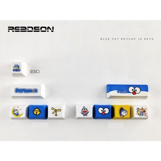 Set keycap nút phím cơ modifier PBT in hình 10 nút doraemon, tom jerry