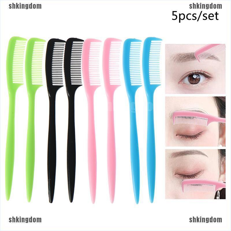(hàng Mới Về) Bộ 5 Lược Chải Lông Mi / Lông Mày Bằng Nhựa Tiện Dụng