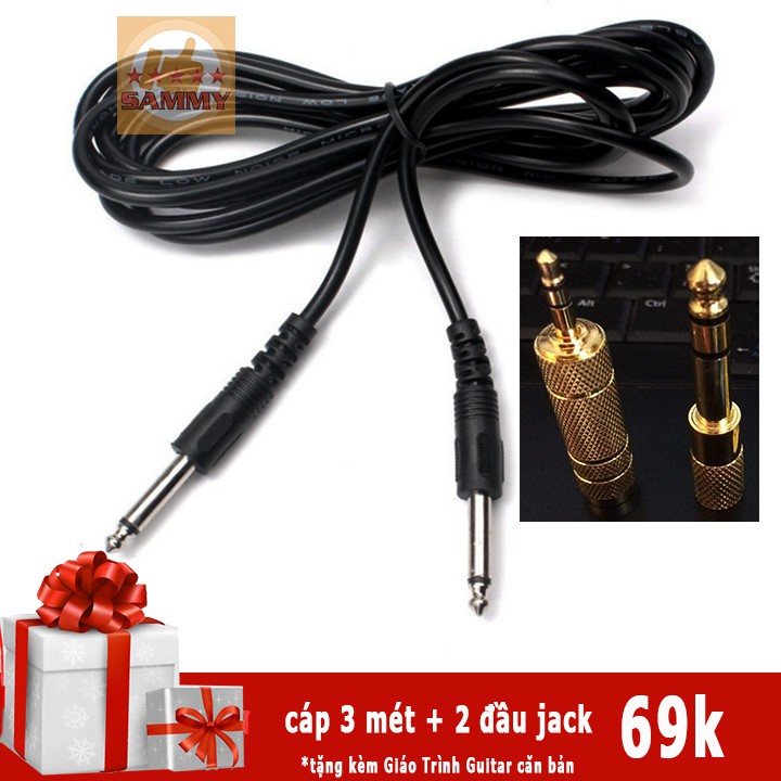 BỘ PHỤ KIỆN GUITAR 3 MÓN GIẢM GIÁ CÒN 69K (DÂY CÁP 3 MÉT + 2 ĐẦU JACK CHUYỂN ĐỔI)