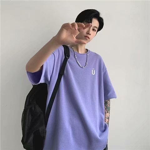 Áo thun tay ngắn dáng rộng chất liệu Cotton in họa tiết hoạt hình phong cách hàn quốc dành cho cặp đôi