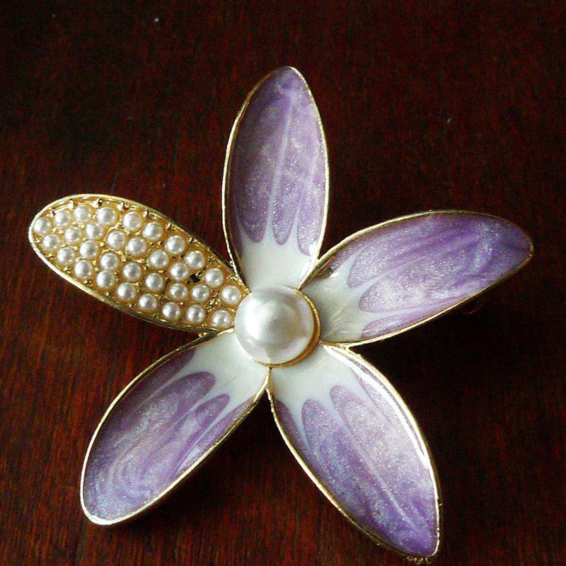 Ghim Cài Áo Hình Hoa / Bướm Tráng Men Tím / Hồng Phong Cách Cổ Điển Thời Trang Xinh