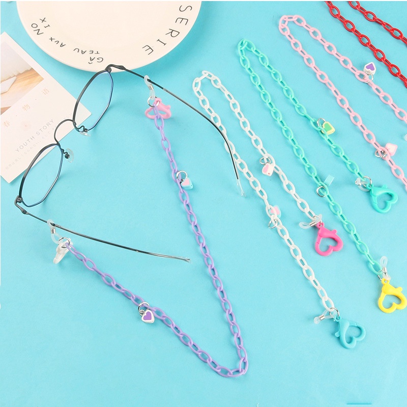 Dây đeo khẩu trang, mắt kính hình trái tim chống thất lạc nhiều màu sắc KT2