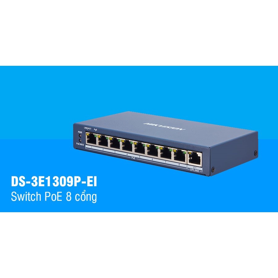 Switch bộ chia 8 cổng Poe thông minh HIKVISION DS-3E1309P-EI
