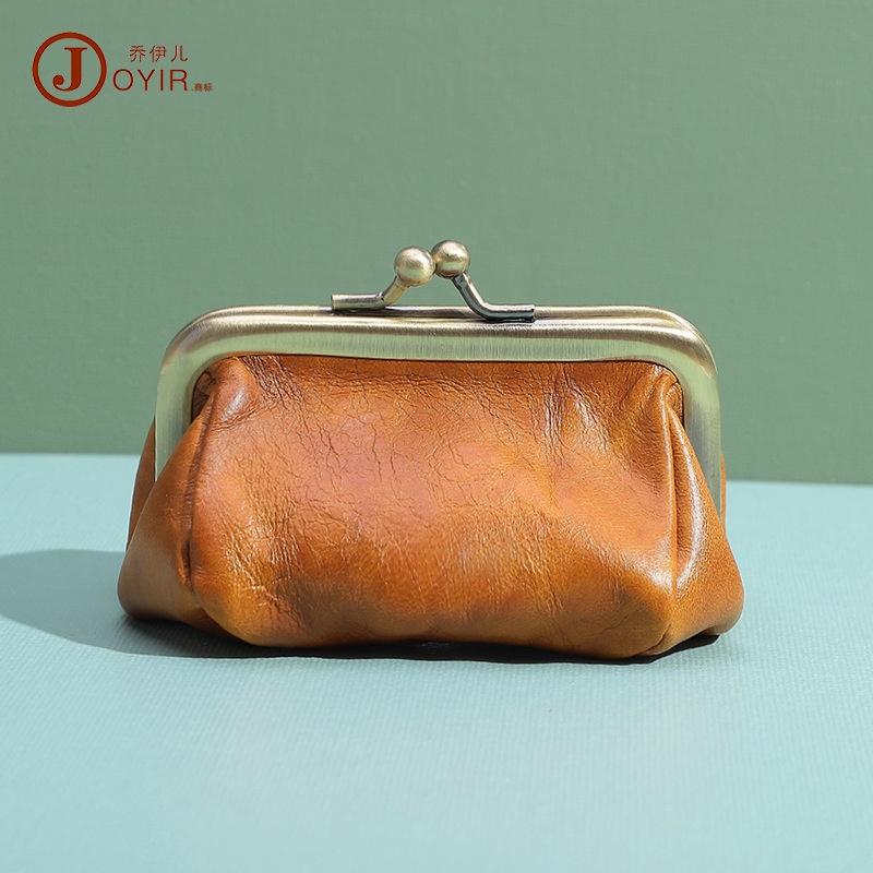 Ví Đựng Tiền Xu Mini Bằng Da Bò Phong Cách Cổ Điển Thời Trang Cho Nữ