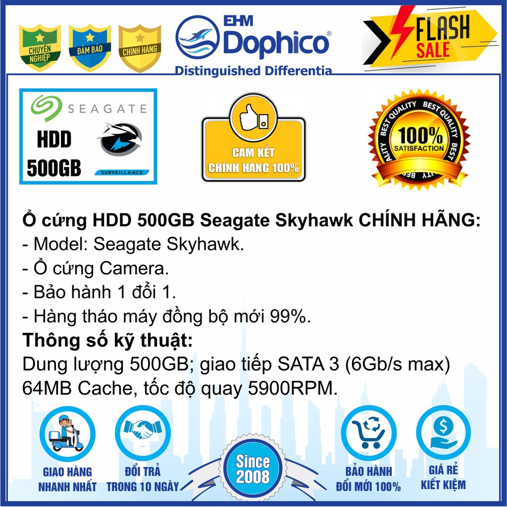 Ổ cứng Camera HDD 3.5” Seagate Skyhawk 500GB - Chính Hãng – Bảo hành 1 tháng 1 đổi 1 – Tháo máy đồng bộ mới 99% | BigBuy360 - bigbuy360.vn